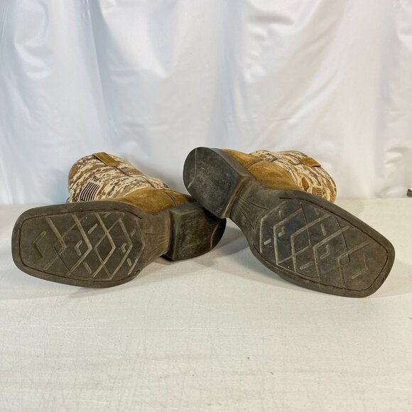 Ariat Kid's Boots Western Patriot Sand Storm Camo American Flag Mocha Suede 5 - Picture 12 of 16